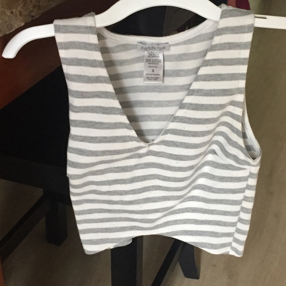 White and gray crop top.